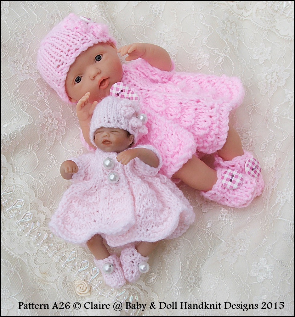 BABYDOLL HANDKNIT DESIGNS DRESS SET A26 KNITTING PATTERN 4-8