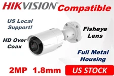 Ⲏіkvіsіon Compatible 2MP Analog TVI Coax BNC Bullet Camera 1.8mm 180° Wide Angle