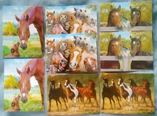 "Assortment Of Horses", (4) Leanin Tree Blank Inside Cards, With (4) Envelopes