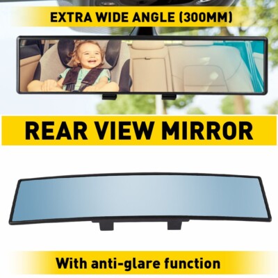 300MM Panoramic Wide Angle Car Rear View Mirror Blue Tint Mirror EAW