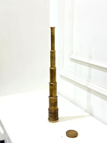 Telescopio vintage fatto a mano funzionante in ottone, telescopio inciso - Foto 2 di 6