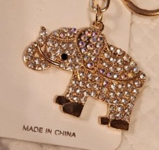 Adorable Elephant Keychain With A-B Crystals New In Package Mint