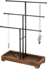 3-Tier Black Metal T-Bar Necklace & Bracelet Jewelry Display Stand & Organizer