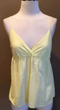 Splendid L Lemon Yellow Swiss Dot Cotton Cottage Core Babydoll Cami Top T Shirt