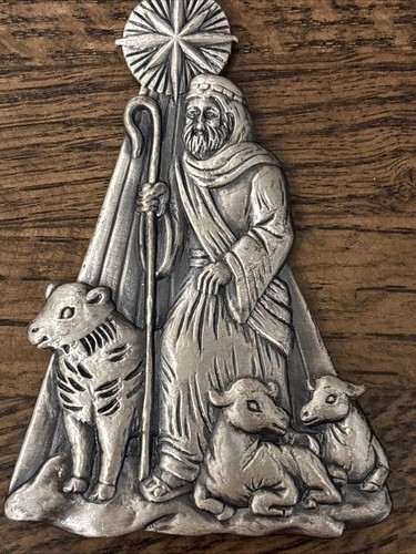 SHEPPARD SHEEP STAR OF DAVID NATIVITY SCENE CHRISTMAS ORNAMENT VTG PEWTER JESUS - Picture 5 of 7