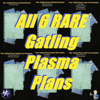 Fallout 76 FO76 PS4 | PS5 All 6  RARE  Gatling Plasma Plans