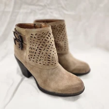 Euro Soft By Sofft Panora size 6.5M Twine Tan Leather Lazor Cut w/ Buckles Boots