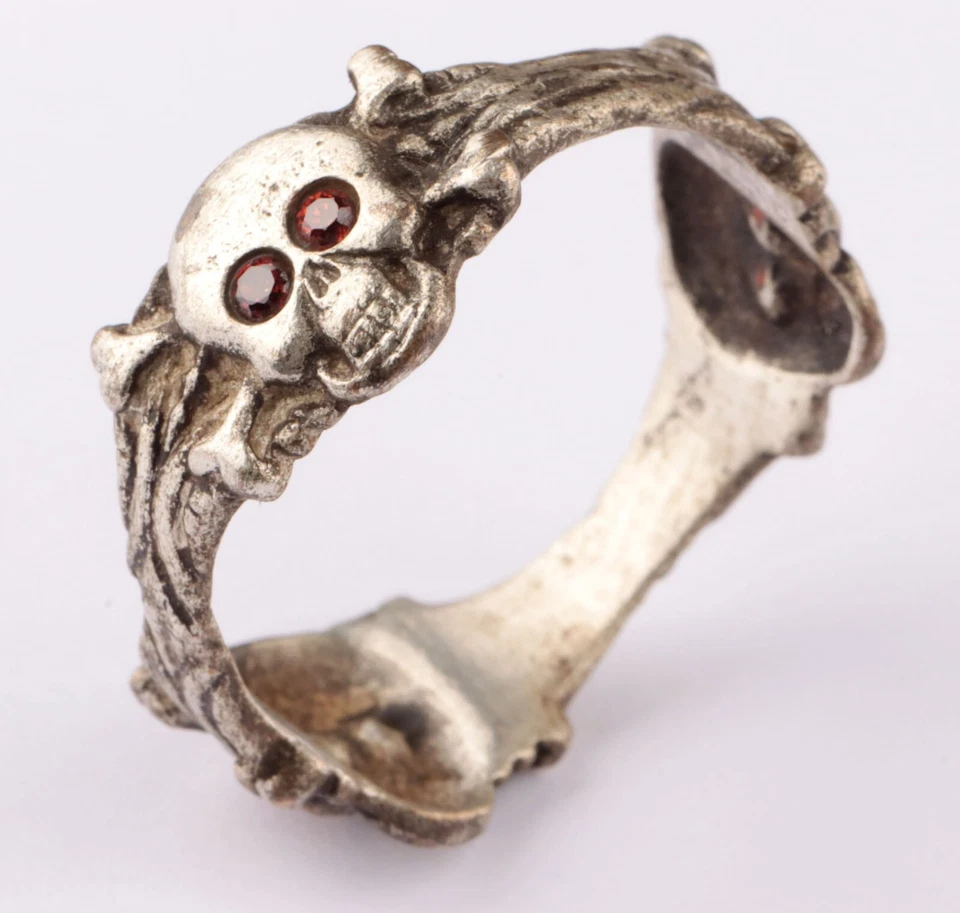 Triple Anillo Primera Guerra Mundial Calavera Huesos Segunda Guerra Mundial Gótico Primera Guerra Mundial Esqueleto Segunda Guerra Mundial Motociclista Gótico Death Punk Foto 3 de 4