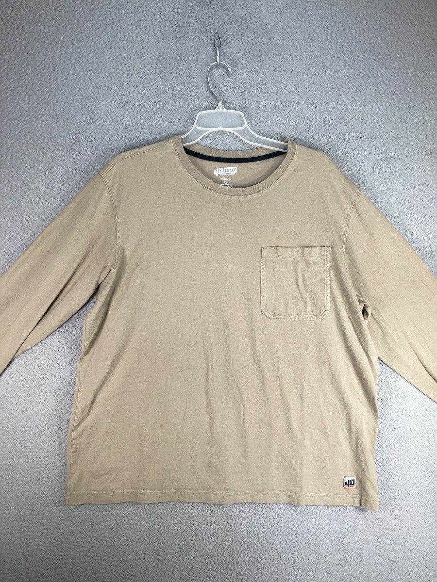 Duluth Trading Shirt Mens Extra Large Beige 40 Grit Long Sleeve