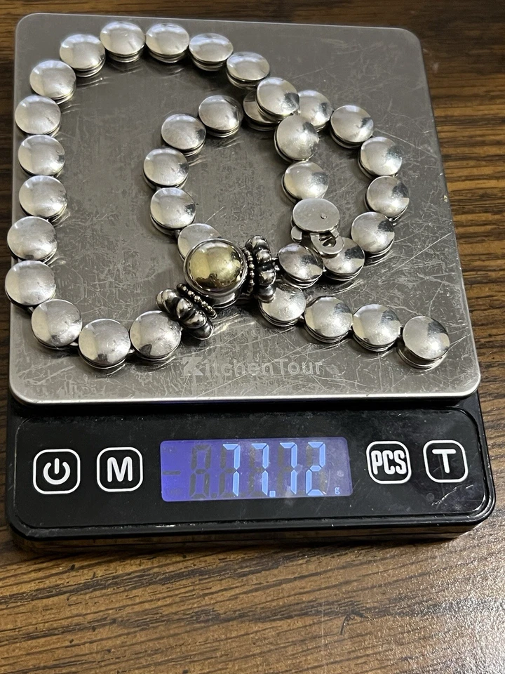 Collar vintage de plata de ley y oro de 18k LAGOS Caviar 295 Foto 4 de 4