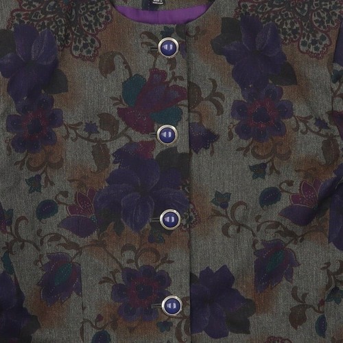 Kasper Womens Purple Floral Jacket Size 12 Button - Picture 7 of 12