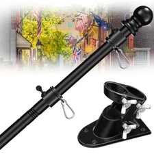 House Flag Pole Kit - 5ft Tangle Free Flag Pole Holder for Outside House - Heavy