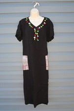 Shein Curve Sundress Size 3XL Black Solid Patchwork Pockets Summer Beach Ethnic