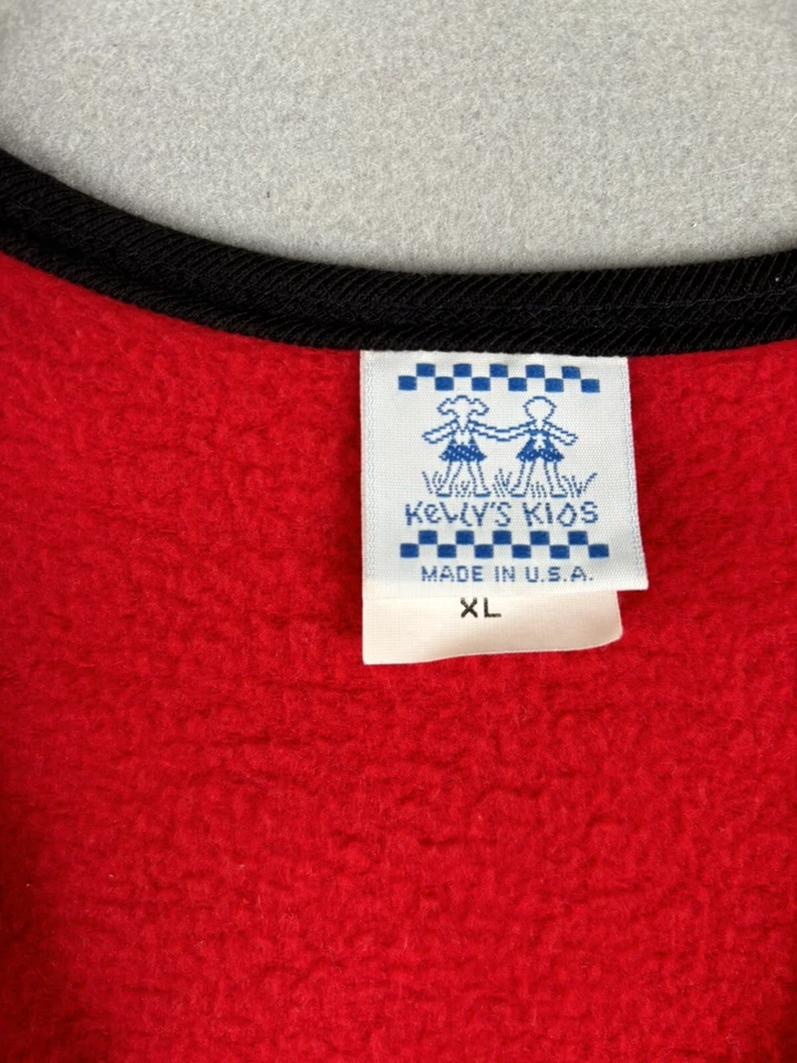 Suéter Cárdigan Vintage Kelly’s Kids XL Rojo Forrado de Vellón Abotonado EE. UU. #2563 Foto 2 de 4
