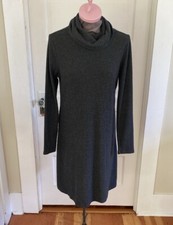 For The Republic Womens Grey Ribbed Cowl Neck Long Sleeve Dress Medium
