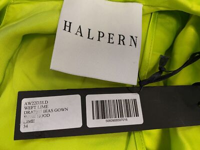 $2140 Halpern Women's Green Draped Bias Hood Gown Dress Size 34 | eBay