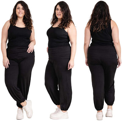 Damen Pumphose Strandhose Haremshose Hose Aladin Baggy Pluderhose Freizeithose