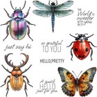 Insects Beetles Butterfly Dragonfly Ladybug Metal Cutting Dies Clear Stamps