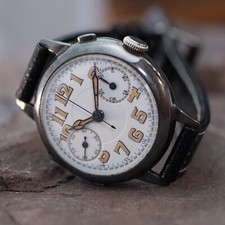 GALLET Quadrante In Porcellana Cronografo Argento Minerva 13-20CH Anni '30