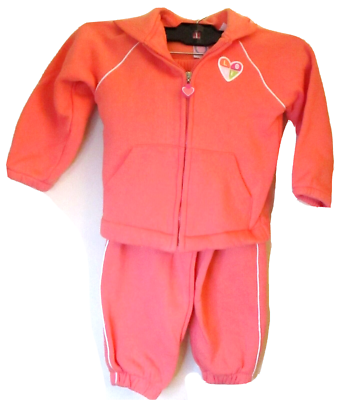 Baby Q Toddler Girls Sweatsuit Set, Hooded Jacket, Elastic Waist Pants,  Peach 3T - Main Image