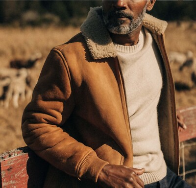 Size L-42 Taylor Stitch The Wright Jacket Camel Shearling Leather