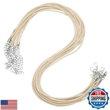 MECCANIXITY 10pcs 18 Inch Waxed Necklace Cord, Bulk Necklace String with Clas