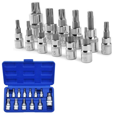 13-tlg. Torx Bit Steckschlüsselsatz T8-T70 S2 Stahl Sechskant Steckschlüssel Torx Sock...