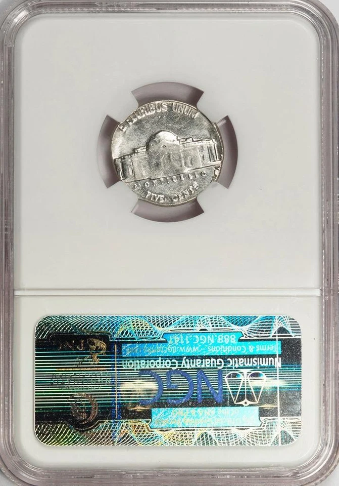 1962 D NGC AU58 Jefferson Nickel Struck On Silver Dime Planchet Mint Error Rare - Image 4 of 4