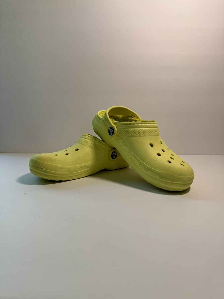 Crocs Classic Lined Clogs Yellow (yellow Green) Kid Size J3  display picture 3