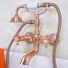 Antique Red Copper Brass Bathroom Clawfoot Tub Faucet With Hand Shower Mixer Tap