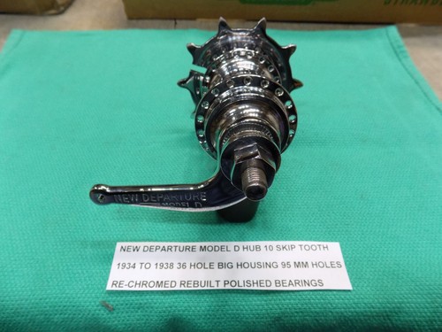 NEW DEPARTURE 1934 TO 1938 MODEL D HUB 36 HOLE 10 SKIP TOOTH RE-CHROMED #27 - Picture 3 of 6