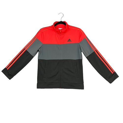 adidas Boys Full Zip Track Jacket Size 10-18 M-XL Blue Black Red Casual & Active - Picture 2 of 16