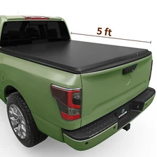 5FT Soft Roll-up Bed Tonneau Cover For 2005-25 Nissan Frontier Truck Water Proof