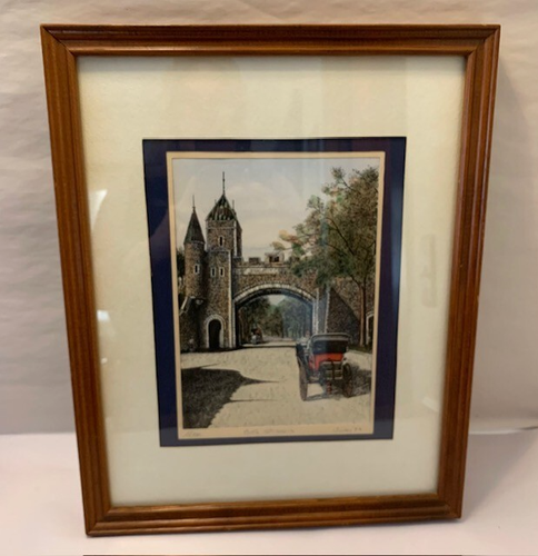 Port Saint Jean Quebec Canada Etching Print Watercolor Signed VTG Art Deco Rare - Picture 20 of 21