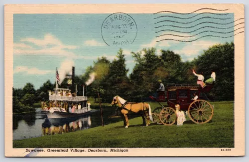 1955 Suwanee Greenfield Village Dearborn Michigan Steamer Floats Posted Postcard