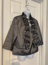 Collection Dressbarn Plus Size Charcoal Gray 2 Piece Top and Crop Jacket Sz 18