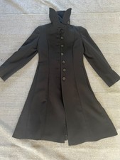 Maxmara® Women's Black Long Coat Size 2 Usa Virgin Wool/polyester Italy