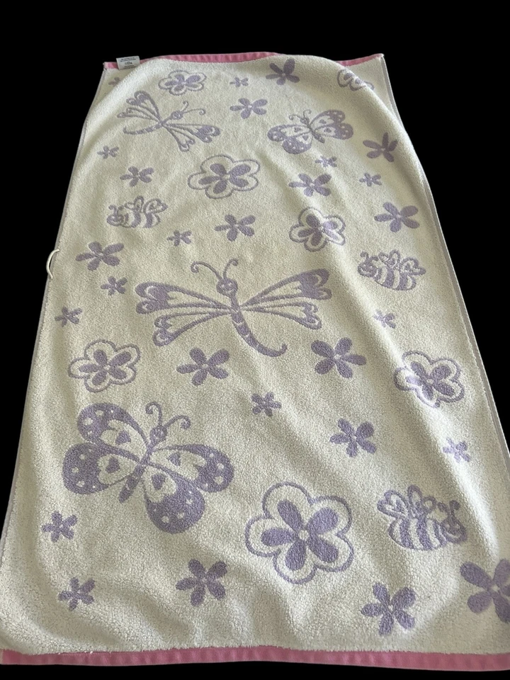 Toalla de baño Kassa Kids rosa lavanda rosa mariposa flor abeja libélula 44x26 Foto 2 de 4