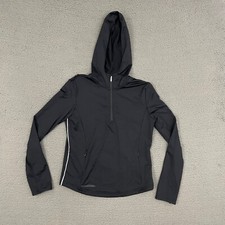 Ralph Lauren Active Jacket Womens Small Black Hooded 1/2 Zip Mom Activewear