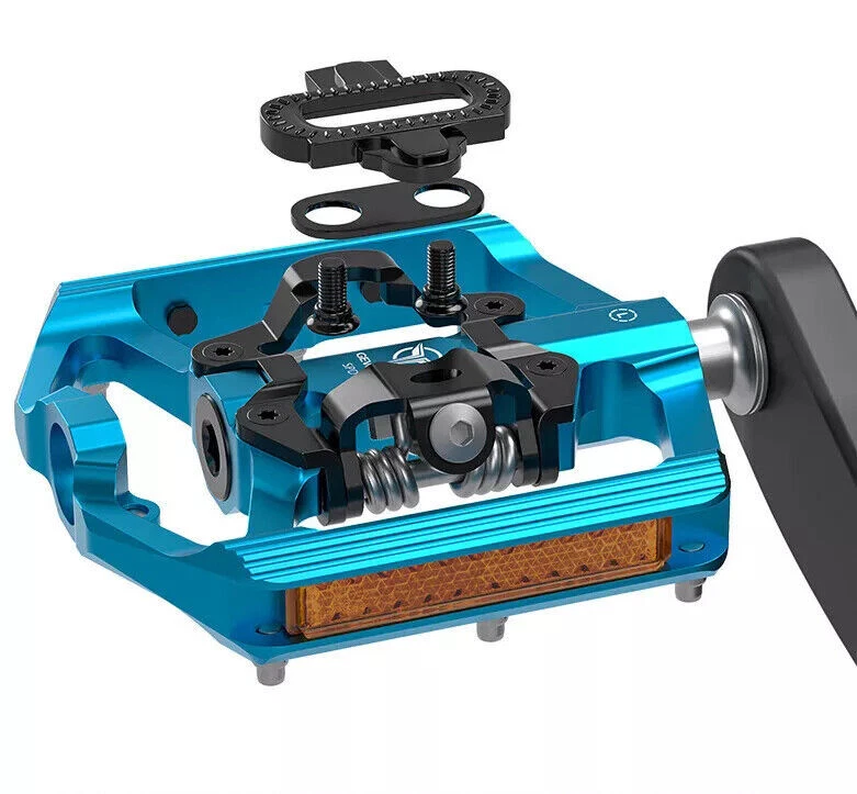 GEWAGE 2in1 Mountain Bike Lock Pedals Reflective SPD MTB Bicycle Flat Pedal 9/16 - Image 4 of 4