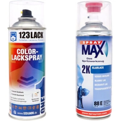 123LACK Autolack Spraydosen Set geeignet für VW Audi TECHNOBLAU W5Y / LW5Y + 2K Klarlack