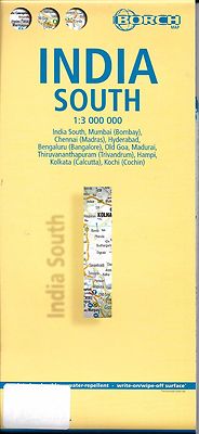 Map of India South, by Borch - Laminated, Folded