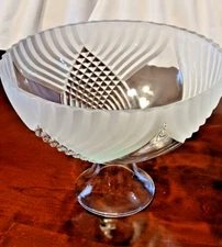 Indiana Frosted Glass Tiara Exclusives Trillium serving Bowl Pedestal footed