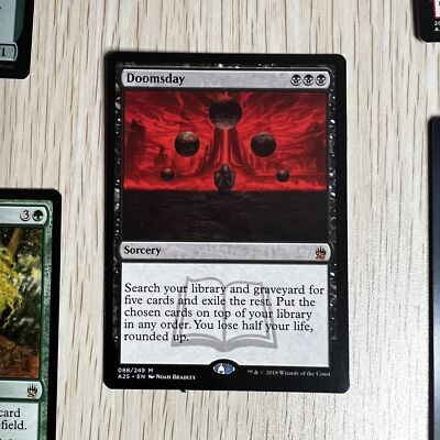 doomsday mtg card [1115] [Borderless] [Junji Ito] [Secret Lair Drop] [Etched Foil]  Face to Face Games Put the chosen cards on top of your library in any order DOOMSDAY Masters 25 - NM