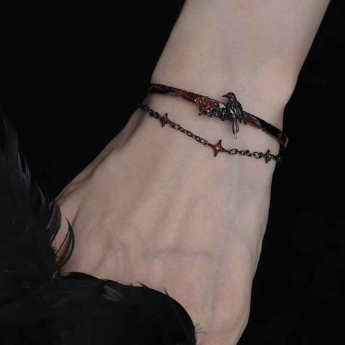 Game Love and Deepspace Sylus Cosplay Rose Crow Bracelet Rose Bangle Jewelry - Picture 5 of 5