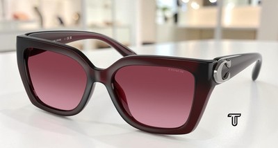 COACH HC8408U 53938H Cw195 Milky Burgundy Berry Gradient 55mm Women's Sunglasses