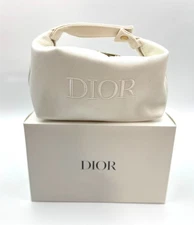 Christian Dior Cosmetic Makeup Bag Pouch With Top Handle New in Box!~ White