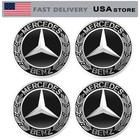 4Pcs For Mercedes Benz Wheel Center.Caps Emblem Black 75mm Rim Hub Cover Badge