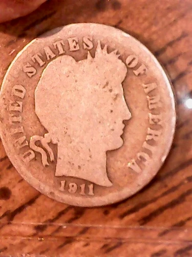 1911 SILVER BARBER DIME - GRADES "GOOD"