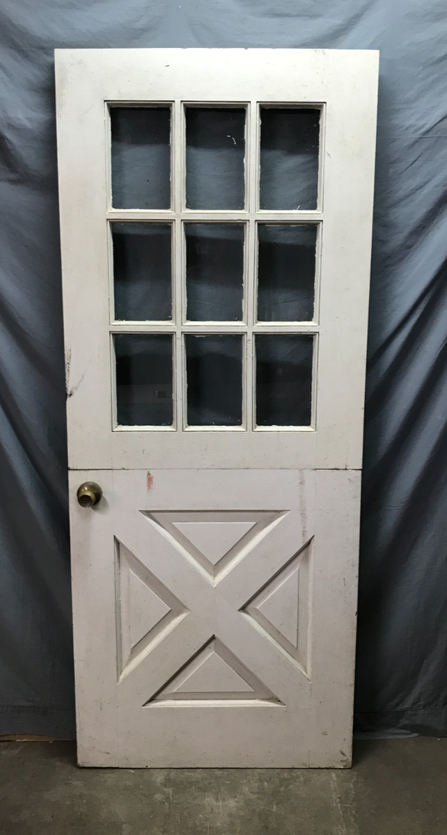 Antique VTG Solid Wood Entryway Shabby Dutch Door 9 Lite 32x78